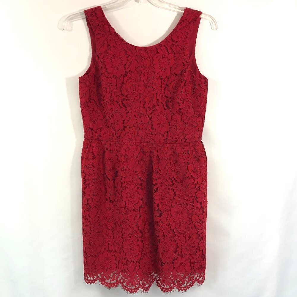 Loft Red Lacy Lined Dress NEW Size 8 P
